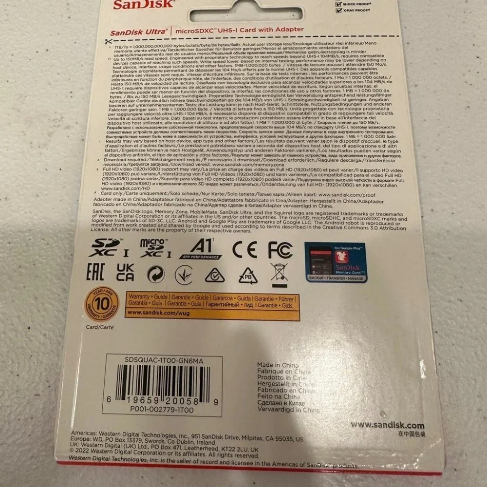 NIB Authentic SanDisk 1TB Ultra microSDXC UHS-I Memory Card with Adapter